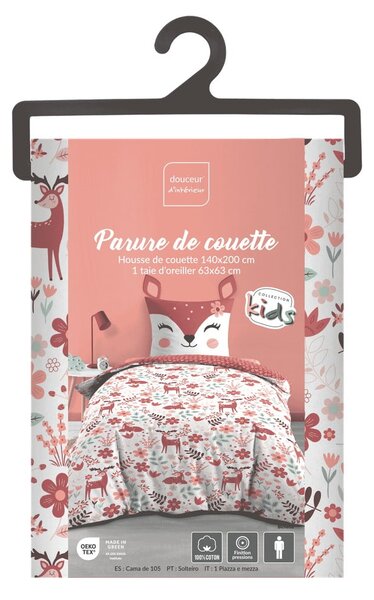 Biało-różowa bawełniana pościel dziecięca jednoosobowa 140x200 cm Bichette – douceur d'intérieur