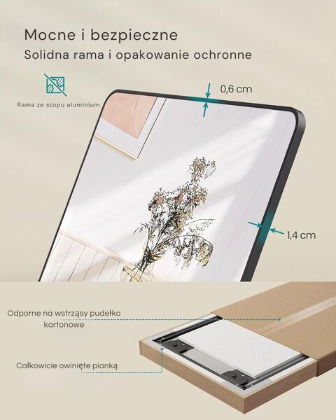 Lustro prostokątne FERRA, 120x40cm, czarne SongmicsHome