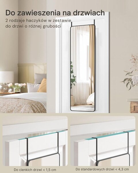 Lustro prostokątne FERRA, 120x40cm, czarne SongmicsHome