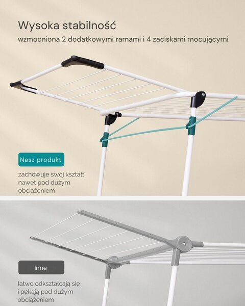 Suszarka na pranie BREEZE, 56,5x173x96,5cm, biała SongmicsHome