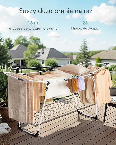 Suszarka na pranie BREEZE, 56,5x173x96,5cm, biała SongmicsHome