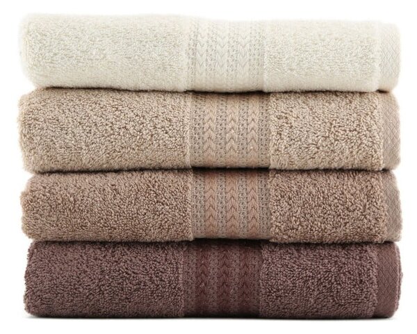Zestaw 4 brązowych bawełnianych ręczników Foutastic Home, 50x90 cm