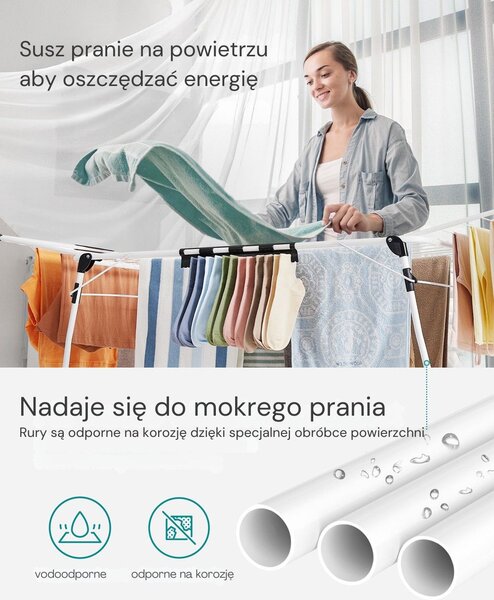 Suszarka na pranie BREEZE, 56,5x173x96,5cm, biała SongmicsHome