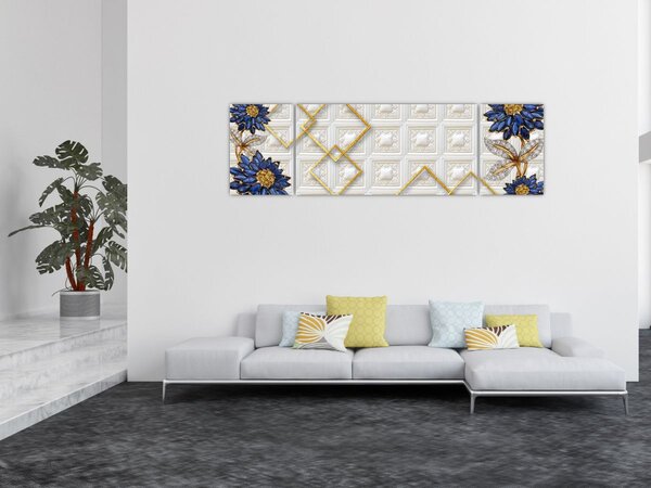Obraz - Diamentowe kwiaty (170x50 cm)