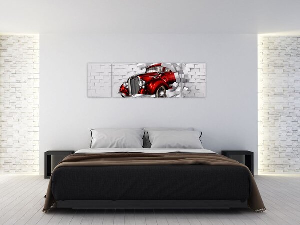 Obraz - Czerwony samochód (170x50 cm)
