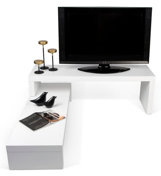 Biały stolik regulowany pod TV TemaHome Cliff Walnut