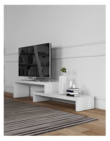 Biały stolik regulowany pod TV TemaHome Cliff Walnut