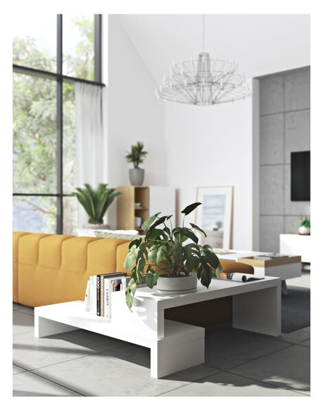 Biały stolik regulowany pod TV TemaHome Cliff Walnut