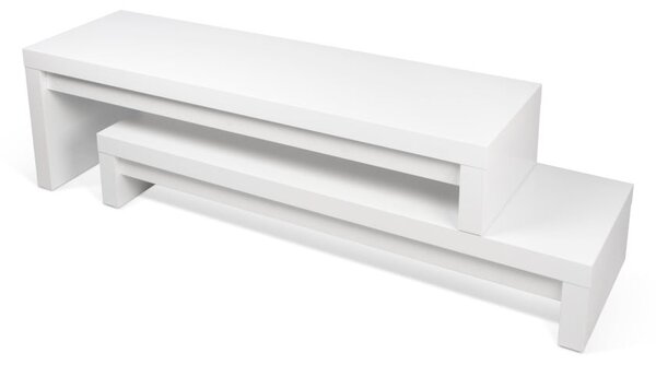 Biały stolik regulowany pod TV TemaHome Cliff Walnut