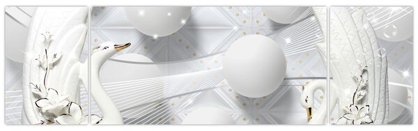 Obraz - Złoty łabędź na wodzie (170x50 cm)