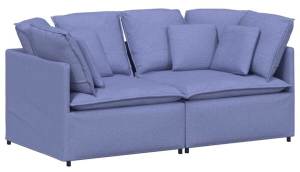 Sofa moduÅowa z poduszkami tkanina jeans niebieski