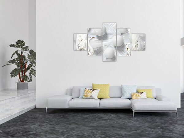 Obraz - Złoty łabędź na wodzie (125x70 cm)
