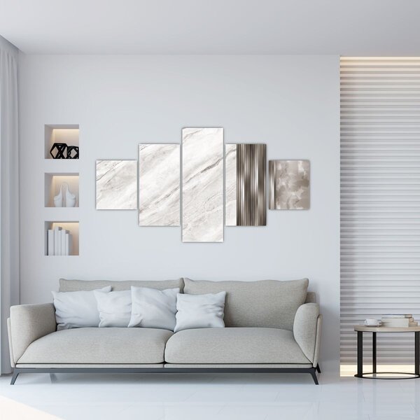Obraz - Marmur ze srebrnymi liniami (125x70 cm)