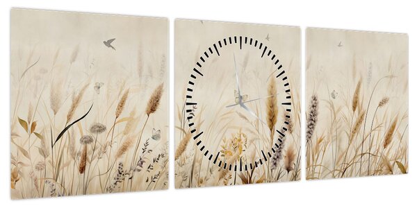 Obraz - Dzika łąka (z zegarem) (90x30 cm)