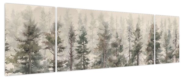 Obraz - Pine forest I., aquarel (170x50 cm)