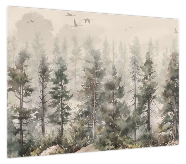 Obraz - Pine forest I., aquarel (70x50 cm)