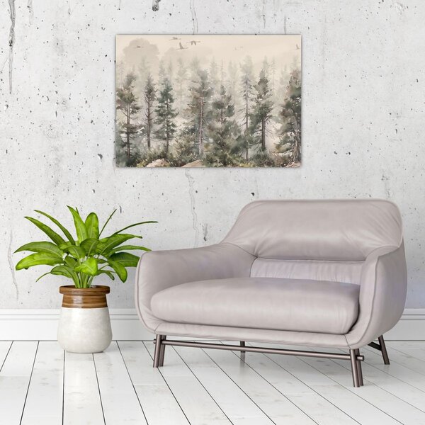 Obraz - Pine forest I., aquarel (70x50 cm)