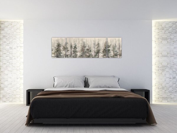 Obraz - Pine forest I., aquarel (170x50 cm)