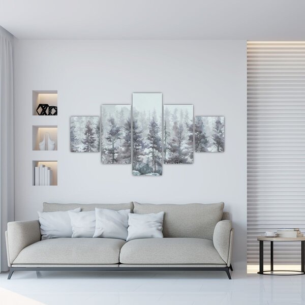 Obraz - Pine forest II, aquarel (125x70 cm)