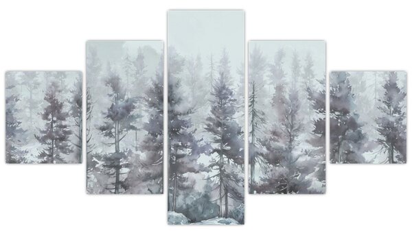 Obraz - Pine forest II, aquarel (125x70 cm)