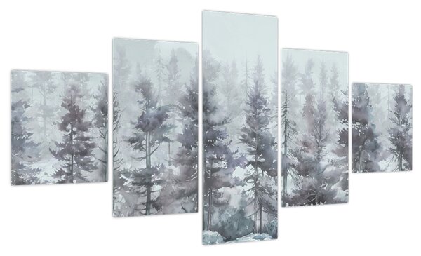 Obraz - Pine forest II, aquarel (125x70 cm)