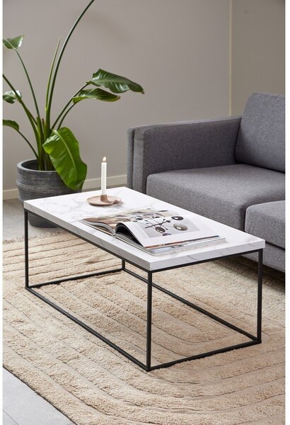 Biały stolik z blatem w dekorze marmuru 55x110 cm Barossa – Actona