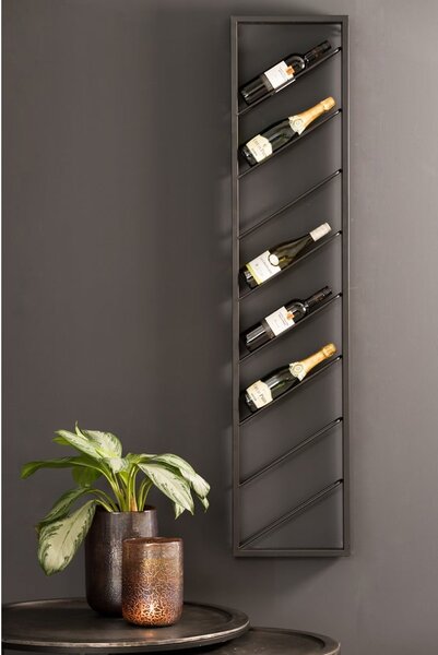 Czarny wiszący metalowy regał na wino liczba butelek 8 36x160x6 cm Malbeo – Light & Living
