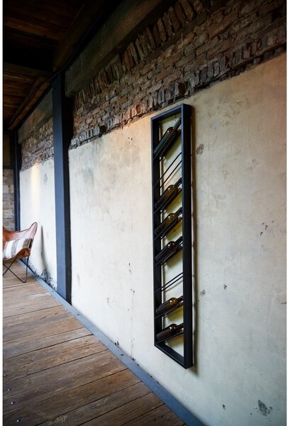 Czarny wiszący metalowy regał na wino liczba butelek 8 36x160x6 cm Malbeo – Light & Living