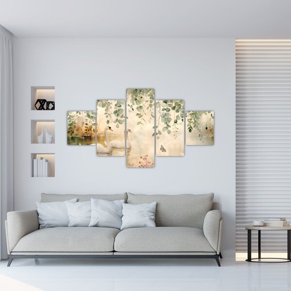 Obraz - Jezioro, akwarela (125x70 cm)