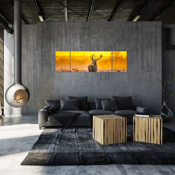 Obraz - Jeleń o wschodzie słońca (170x50 cm)