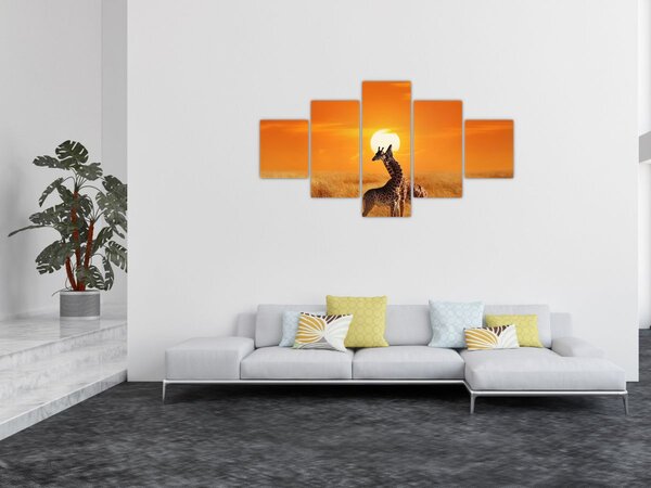 Obraz - Żyrafy w Parku Narodowym Serengeti (125x70 cm)