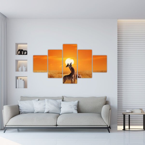 Obraz - Żyrafy w Parku Narodowym Serengeti (125x70 cm)