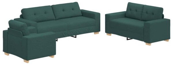 Sofa 3 szt. ciemna zieleÅ tkanina lniana