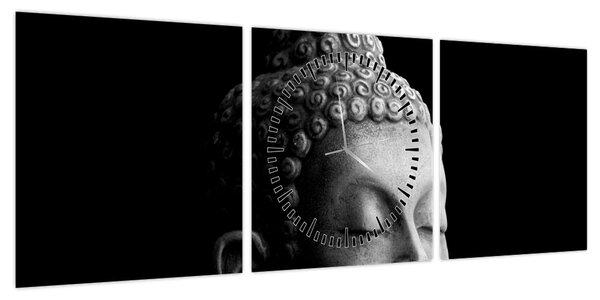 Obraz - Budda, portret (z zegarem) (90x30 cm)
