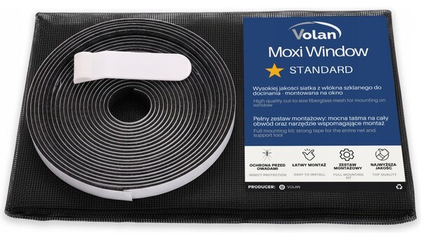 Moskitiera na okno Siatka PREMIUM 130x150 WŁÓKNO SZKLANE RZEP 5,6m z KLEJEM