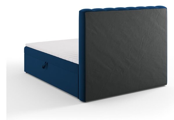 Ciemnoniebieskie łóżko boxspring ze schowkiem 160x200 cm Gina – Milo Casa