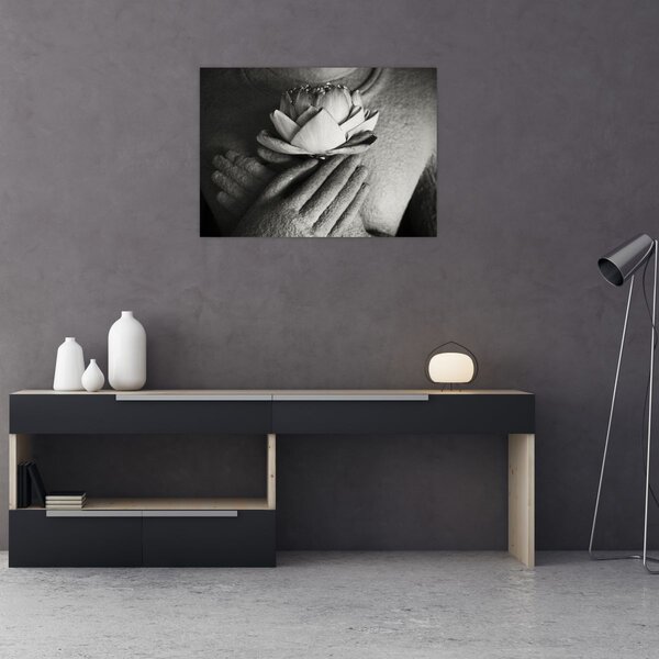 Obraz - Lotos w rękach Buddy (70x50 cm)