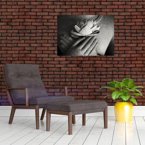Obraz - Lotos w rękach Buddy (70x50 cm)