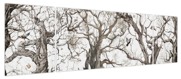 Obraz - Wzór lasu, rysunek (170x50 cm)