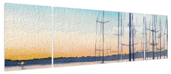 Obraz - Żeglarstwo, akwary (170x50 cm)