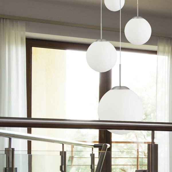 Steinhauer Lampa wisząca szklana Bollique, możliwość ściemniania, aluminiowy / szary / cynkowy, salon / jadalnia, metal