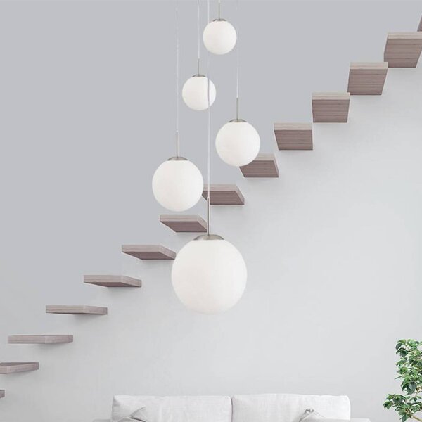 Steinhauer Lampa wisząca szklana Bollique, możliwość ściemniania, aluminiowy / szary / cynkowy, salon / jadalnia, metal