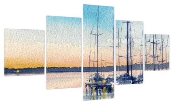 Obraz - Żeglarstwo, akwary (125x70 cm)