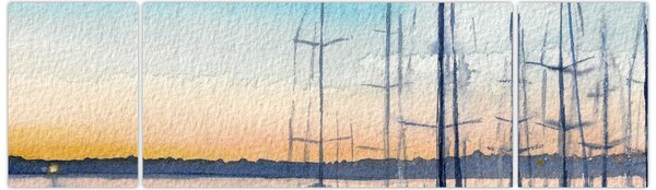Obraz - Żeglarstwo, akwary (170x50 cm)