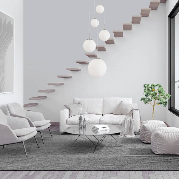 Steinhauer Lampa wisząca szklana Bollique, możliwość ściemniania, aluminiowy / szary / cynkowy, salon / jadalnia, metal