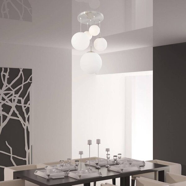 Steinhauer Lampa wisząca szklana Bollique, możliwość ściemniania, aluminiowy / szary / cynkowy, salon / jadalnia, metal