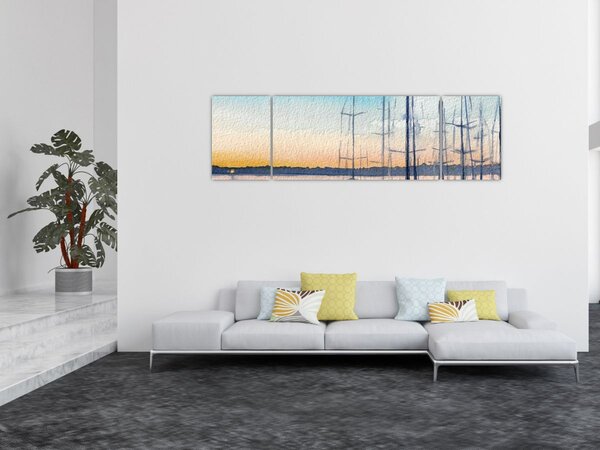 Obraz - Żeglarstwo, akwary (170x50 cm)
