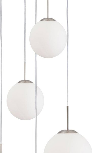 Steinhauer Lampa wisząca szklana Bollique, możliwość ściemniania, aluminiowy / szary / cynkowy, salon / jadalnia, metal