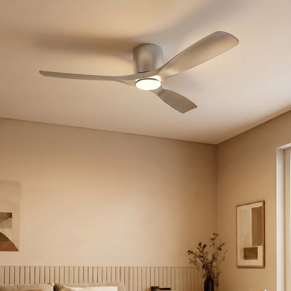 Wentylator sufitowy Moneno Smart LED, srebrny, DC, ściemniany, CCT – Lucande Lucande, Moneno, ściemnialny, metaliczny, salon, metal, nowoczesny