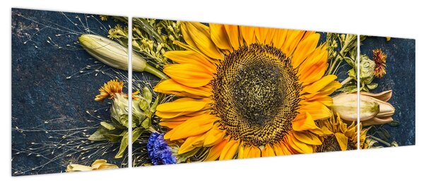 Obraz - Jesienne kwiaty (170x50 cm)
